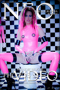 A pink bitch wearing latex stockings and spreading her legs.